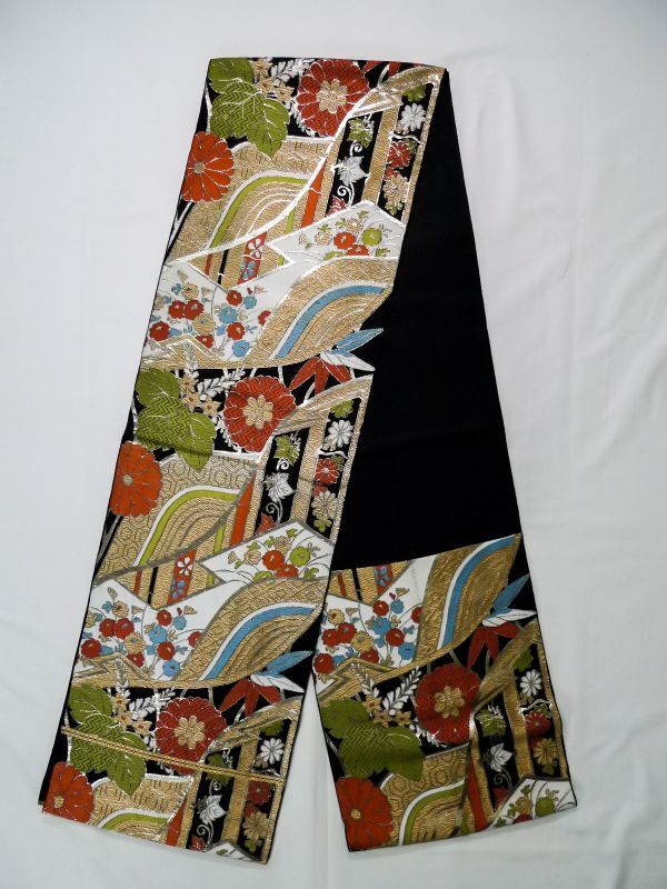 Japanese Obi Belt Vintage Silk Kimono Fabric Floral Pattern 60" x 3" 