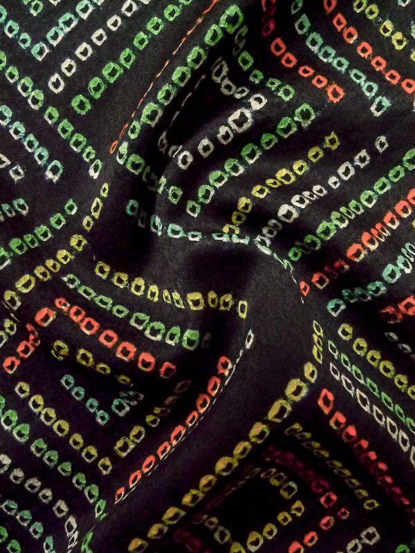 M0131H Used Japanese women Black KOMON dyed / Silk. Dapple pattern ...